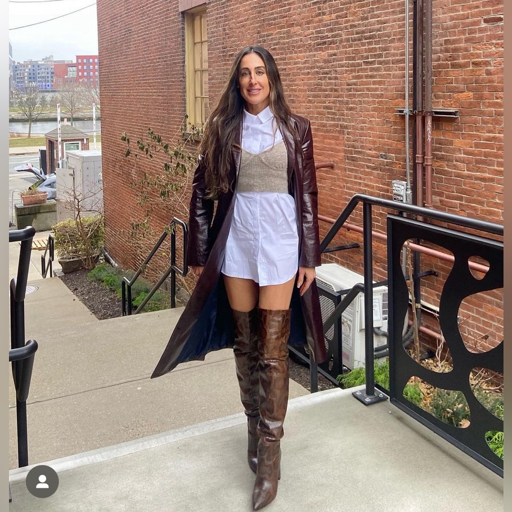 Paris Texas Python Over The Knee Boot Chocolate B… - image 1